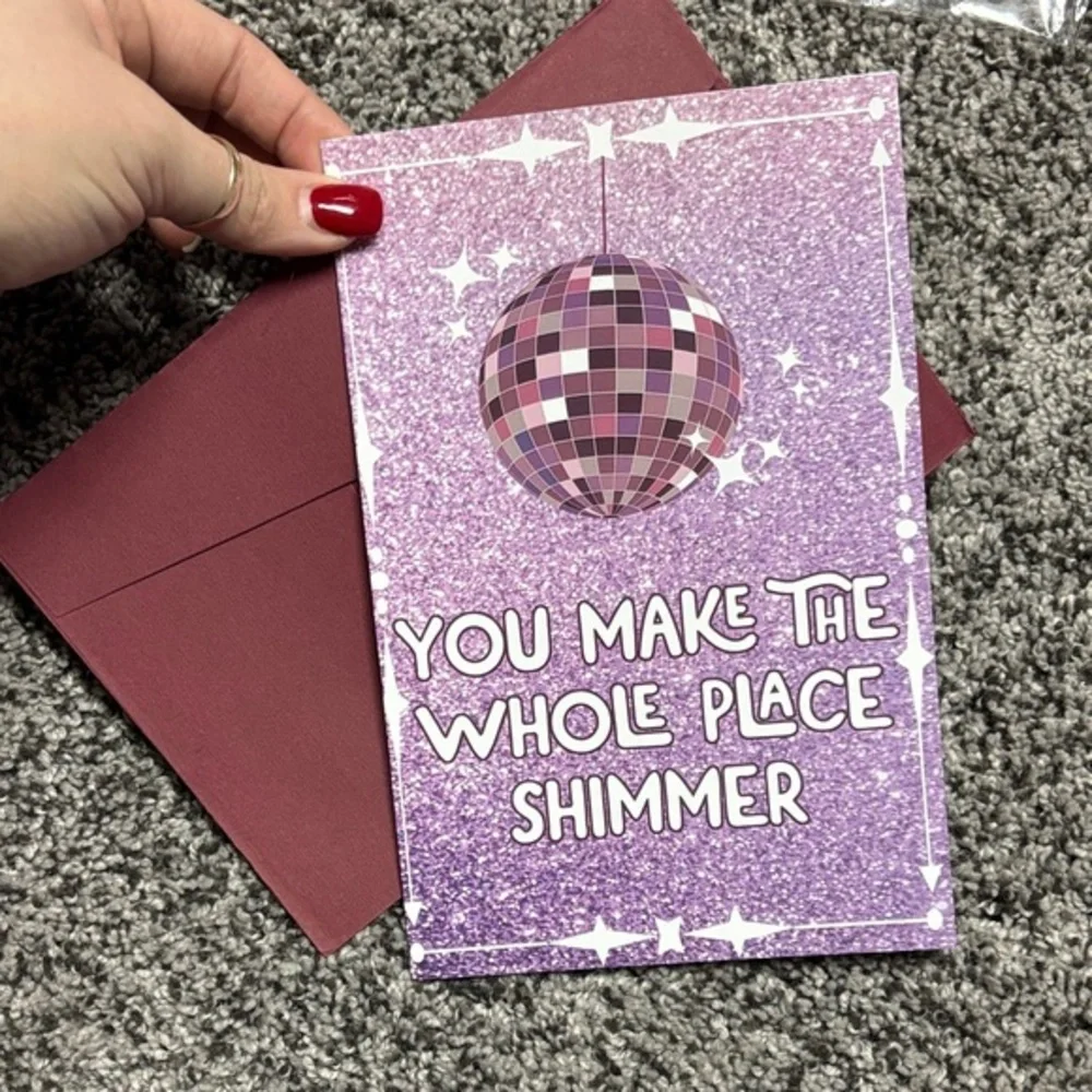 Purple Glitter Disco Ball Party Invitation Card